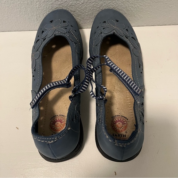 Earth Spirit Gelron 2000 Mary Jane Blue Sintetico Floral Flower Women's Size 10 - Picture 5 of 8